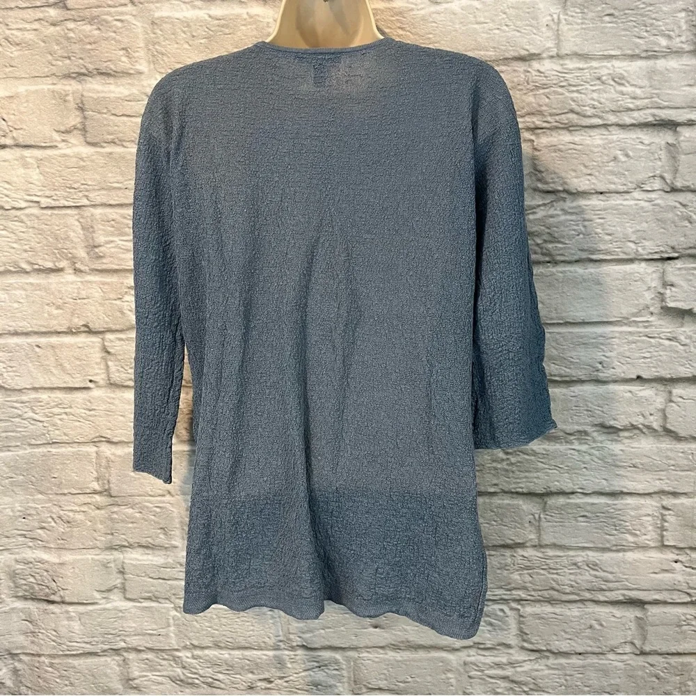 Eileen Fisher Women's 3/4 Sleeves Pullover Top Organic Linen Blue Size Small - Picture 2 of 5